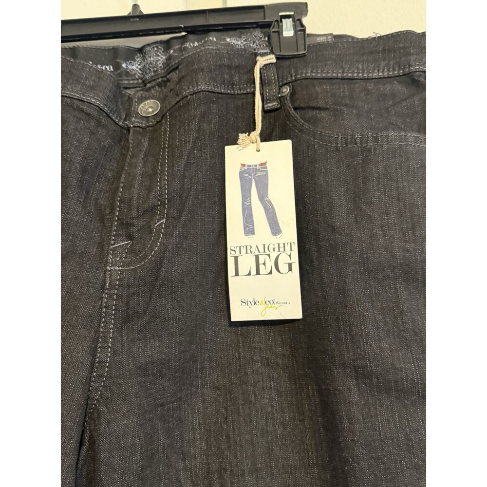 Style & Co. Women Jeans Black Solid Stretch Straight Leg Tummy Control 18WP - Picture 5 of 7